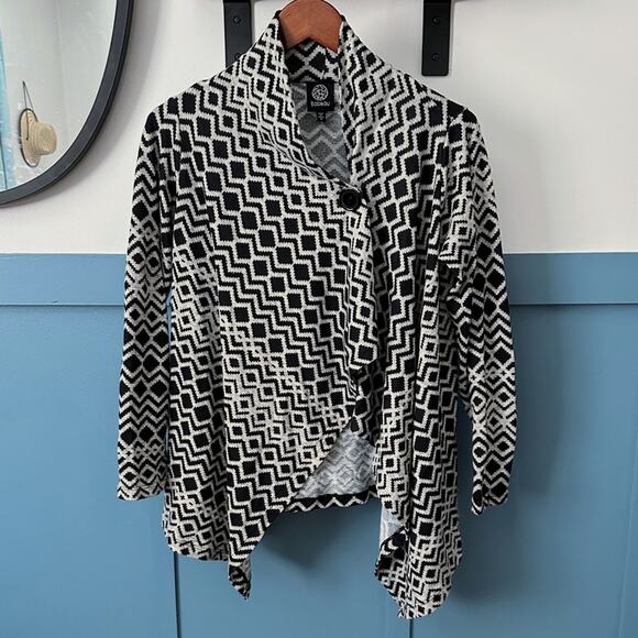 Bobeau Geometric Waterfall Cardigan Sweater Women's Small One Button - Picture 1 of 6